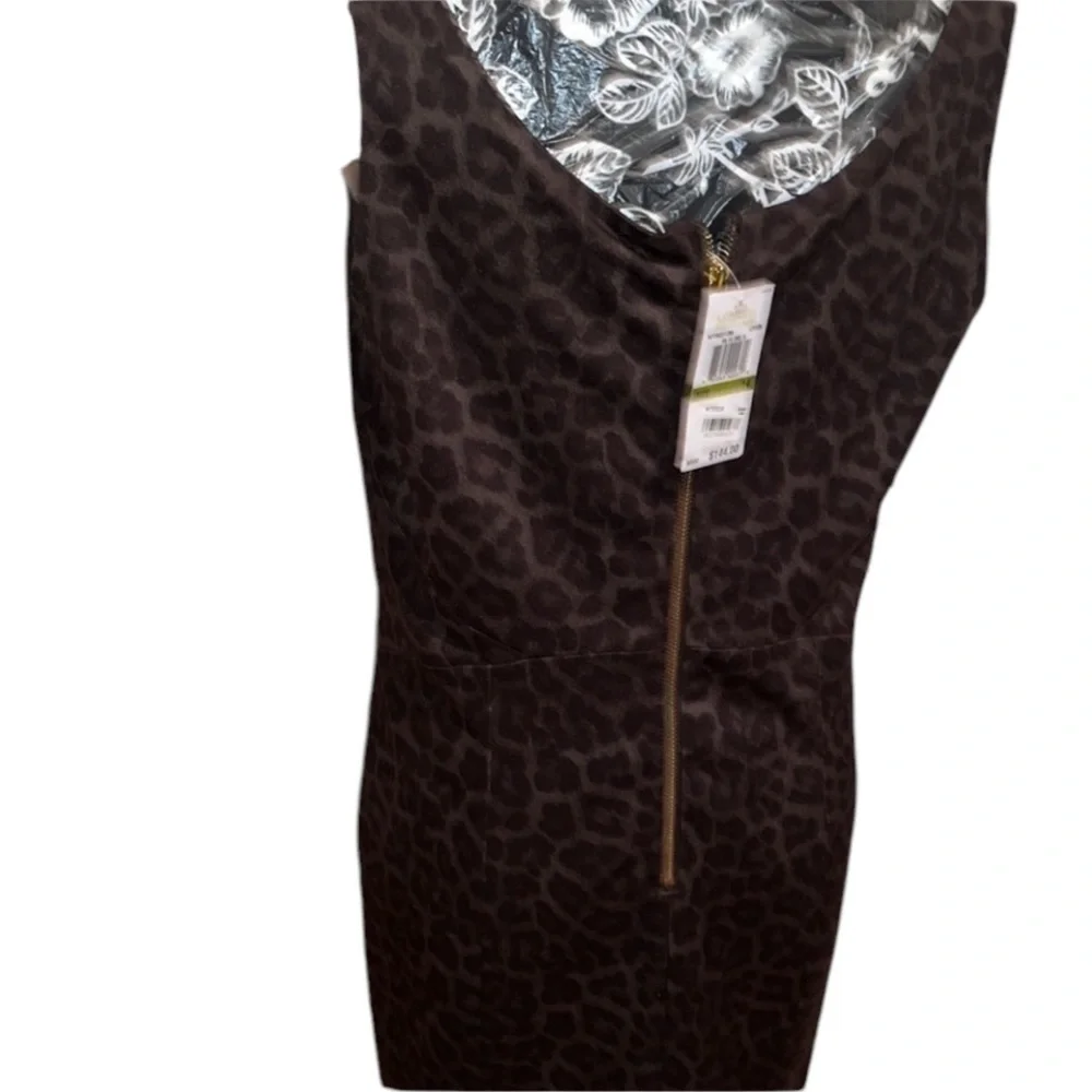 Micheal Kors  size  14  brown leopard print sleeveless Midi dress back zip